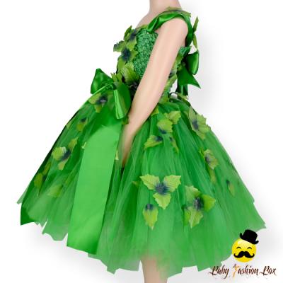 China Handmade Remake Fairy Kids Breathable Plain Green Tulle Leave Applique With Puffy Bow Tie Baby Party Chevron Princess Dress for sale