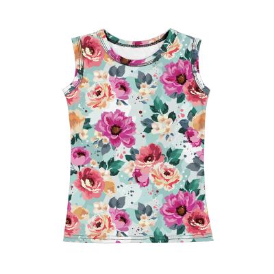 China 6TQZ-713-D2 2019 Wholesale Summer Floral Sleeveless Shirts Toddler Girls Clothing Viable for sale