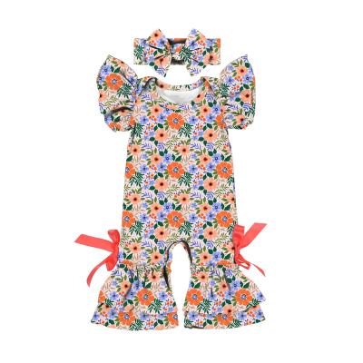 China 2021 New Breathable Fashion Floral Print Babies Romper Overalls Kids Onesies With Bodycon Overalls for sale