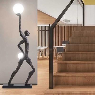 China ECOJAS Large Modern Decorative Fiberglass Humanoid Sculpture Yard Decoration Abstract Landscape Open Resin Floor Lamps for sale