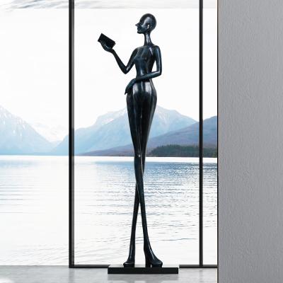 China 2023 Morden Tall People Hang Ball Floor Lamp Black Modern Decorative Statue Lamp Decor Living Room Corner Led Frp Glass Floor Lamp for sale