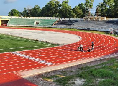 China ECO Friendly Semi-prefabricated Polyurethane Plastic Track Surface Material For Stadiums zu verkaufen