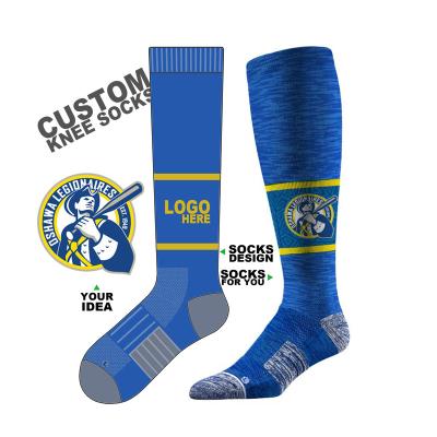 China Custom Designer Baseball Socks Long Sports QUICK DRY Custom Knee Socks for sale