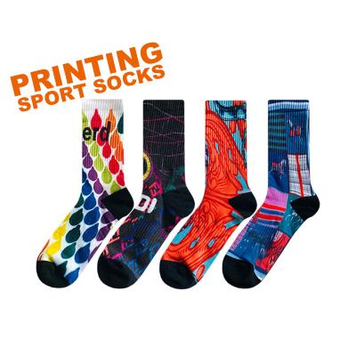 China QUICK DRY sublimation printed crew socks sporty men's custom print your own mountain biking socks for sale