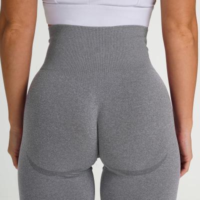 China Breathable seamless yoga pants wholesale tummy control high waist yoga pants butts crack! crack! ribbed gaiters for sale