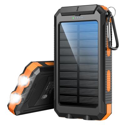 China Portable Dual USB Bank Sloar Panel Charging Power Solar Charger Waterproof Polymer Solar Power Battery with LED Flashlight for Outdoor Lighting for sale