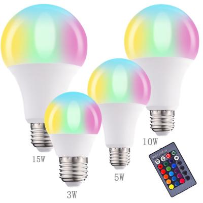 China Portable Indoor Outdoor Remote Control E27 3W 5W 10W 15W Smart Dimmable RGB Color Changing RGB LED Light Bulb for sale