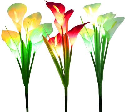 China Modern Garden LED Calla Lily Flower Light Color Changing Solar Powered Outdoor Waterproof Flower Lawn Light for sale