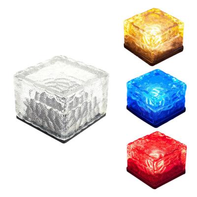 China LANDSCAPE Glass Brick Led Decoration Fire Pit Light, Solar Powered Lawn Lamp Garden Decoration Solar Light for sale