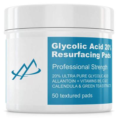 China Skin Revitalizer Private Label Anti Aging Dullness Pores, Acne Scars Facial 20% Glycolic Acid Peel Exfoliating Peeling Glycolic Acid Pads for sale