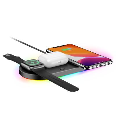 China Universal Qi Wireless Charging Station 15w Dock 3 in 1 Wireless Charging Pad for Apple iPhone Airpods Watch for sale