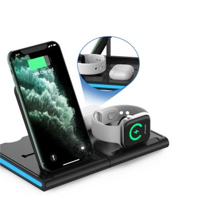 China 15W Qi Charging Stand Quickly Detachable Magnetic Radio 3 in 1 Wireless Charging Station Dock for Apple Watch iPhone Airpods for sale