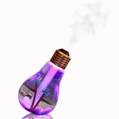 China Portable Bulb Design Gift 7 Colors Lamp 400ml Air Diffuser Bulb Humidifier with LED Light for sale