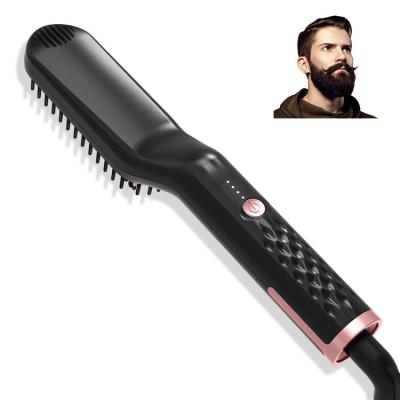 China Amazon Premium Premium and Lightweight Electric Ionic Heated Hair Brush Beard Straightener for Men for sale