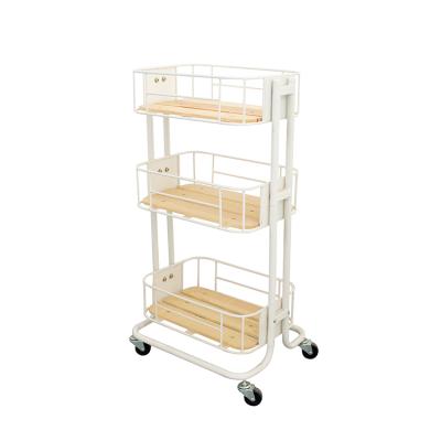 China Antique High Quality Cheap Trolley Cart With Wheels Rolling 3 Layer Rolling Trolley Rolling Serving Cart for sale