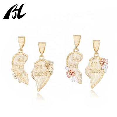 China TRENDY Custom BEST FRIENDS 18K Gold Plated Letter Charm Love Heart Pendants For Necklace for sale