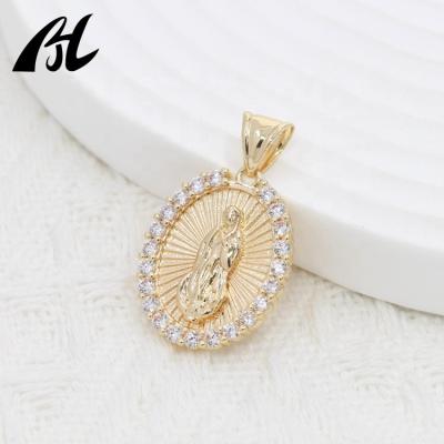 China High Quality Rose Pendant Retro Style Miss Picture Frame 14k Gold Newest Women TRENDY Religious Jewelry Gift for sale