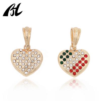 China Factory Direct Sales TRENDY Iced Out Heart Shape Gemstone Charms Heart Chain Gem Pendant For Couples Zircon Pendants for sale