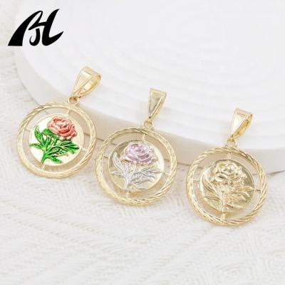 China FASHIONABLE Luxurious High Quality Rose Pendant Retro Style Miss 14k 18k Gold Picture Frame Pendants for sale