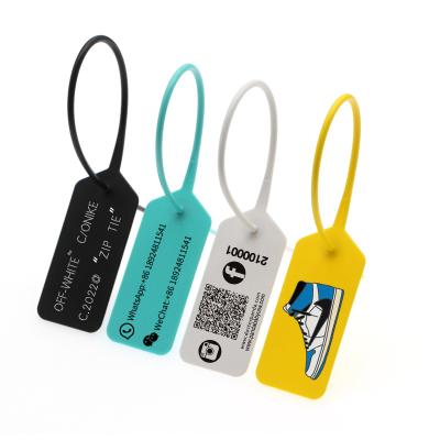 China Durable Tamper Proof Luggage Tag Custom Logo Sneaker Labels For Kids Shoes Labels Private Label Bag Plastic Seal Tag for sale