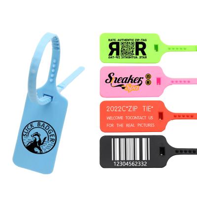 China Custom Jewelry Viable Clothing Shoes Waist T-shirt Sealing Security Zipper Label Logo Security Tag for sale