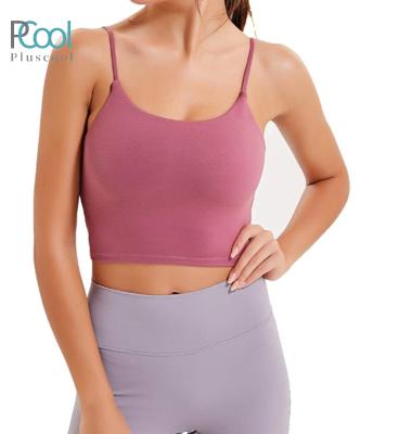 China Anti-pilling Women's Yoga Wear Sports Spaghetti Straps Wrap Bustier Fitness Crop Tank Top for sale