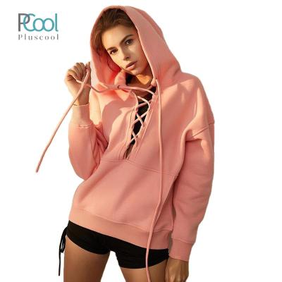 China Antibacterial Hot Lady Sports Wear Stores Link Hooded Pink Gym Wear Loose Hoodies for sale