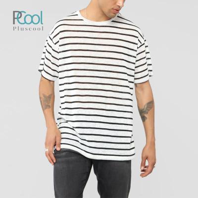 China Oversized Men's Anti-Pilling Short Sleeve Summer Gym Stripe Stylish T-Shirts for sale