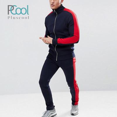 China Breathable Sportswear Color Block White Men's Gym Tracksuit for sale