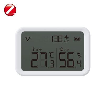 China wireless glare temperature humidity and luminance greenhouse tuya zigbee detector sensor with display screen TH03B for sale