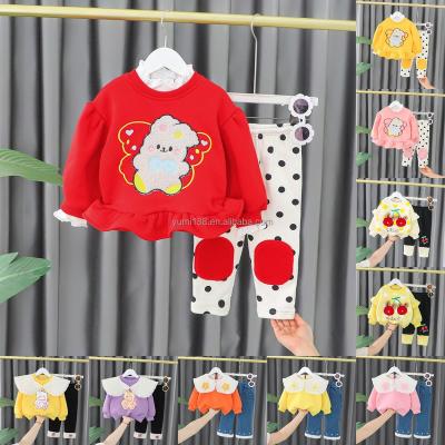 China Antibacterial 2Pcs Children's Autumn Sets Children's Sweatshirt Baby Boy Girls' Clothing Pullover Hoodies Set for sale