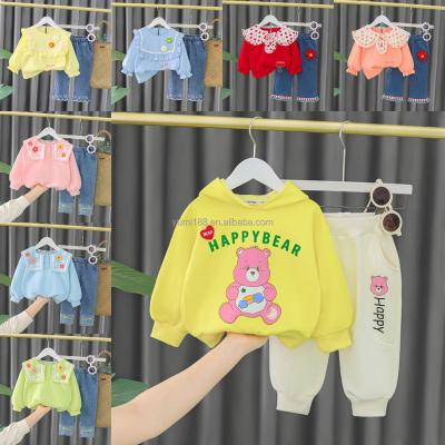 China Antibacterial Wholesale 100% Cotton Loose Drop Shoulder Children Boys Girls Girls Unisex Clothing Hoodie Sweatshirt Set for sale