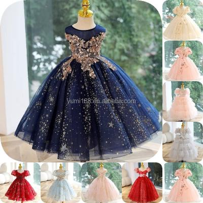 China new Anti-wrinkle princess lace flower embroidery party pageant kids dresses for girls wedding clothing for sale