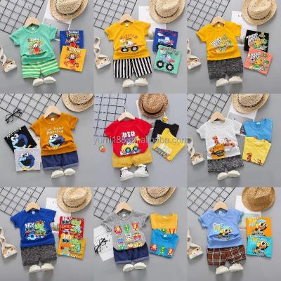 China New Casual Children's Clothing Summer Cartoon Printing Boy's Baby Boy's Short Sleeve Suit Two-Piece Set for sale