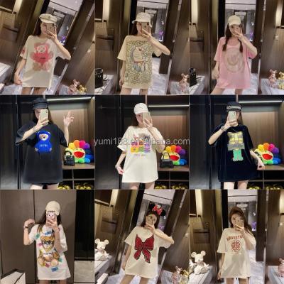 China Wholesale Anti-Wrinkle T Shirts For Women Logo High Street 100% Cotton Printed Girls Top Tee for sale