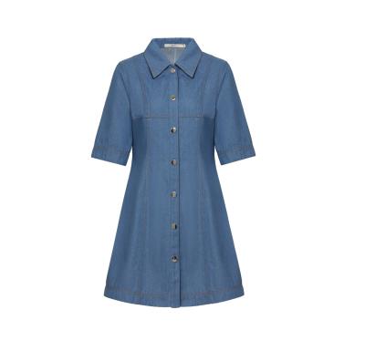 China Office Lady Advantageous Prices Fashionable Denim Shirt Casual Dress For Young Women Summer Short Sleeve Ladies for sale