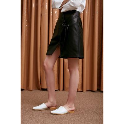 China Cheap Factory Price Fashion Office Lady Women Black Spring Leather Skirt Anti-Static for sale