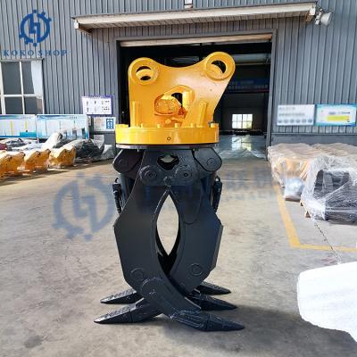 China Kobelco 30-60Ton Heavy Excavator Spare Part 3+2 Hydraulic Rotary Wood Grapple For SK60-5 SK140 SK210-6E SK200 SK380XD-10 for sale