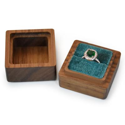 China Rustic Storage Custom Handmade Wooden Ring Box Wood Ring Box Engagement Wedding for sale