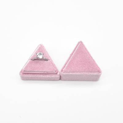 China Wholesale Jewelry Packaging Display Box Mini Triangle Shape Ring Gift Handmade Luxury Small Size Pink Packaging Box For Rings for sale