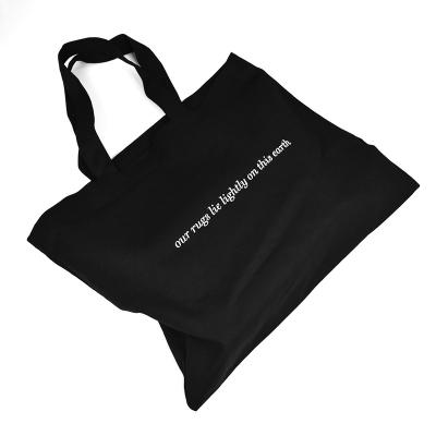 China Custom Logo Black Reusable Canvas Shoulder Tote Bag Eco-Friendly Custom Printed Reusable Shopping Tote Bag With Logos for sale