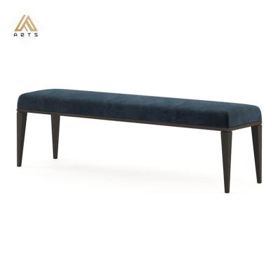 China Italian Luxury Modern Convertible Bedroom Stool Bench Bed End Stool Fabric Upholstered Leather Metal Covered Stool Bed Bench for sale