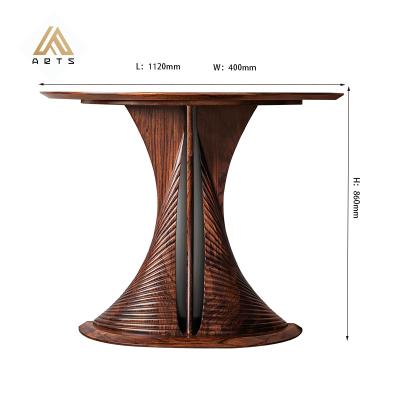 China Wood Carved Hot Sale Unique Designed Zingana Living Room Furniture Luxury Modern Wooden Console Table for sale