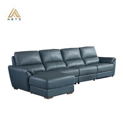 China Direct Offer Foshan Factory Adjustable Modern Sectional Recliner Sofa Extended (Size) 7 Seats L Shape Genuine Leather Recliner Sofa Set for sale