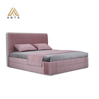 China Luxury Red Fabric Bed For Girl European Style Luxury Design King Size Wooden Beds for sale