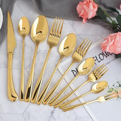 China Viable Gold Stainless Steel Premium Elegant Black Color Cutlery Luxury Flatware Set for sale