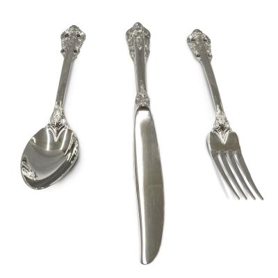 China Viable Classic Royal Style Stainless Steel Knife Fork Spoon Silverware Set Luxury Flatware Set for sale