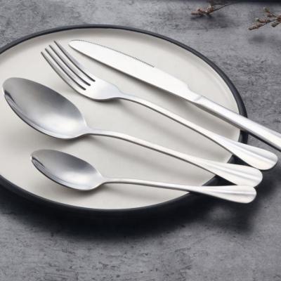 China New Style Sustainable Cutlery Set Silver Plated Spoon Fork Set Shiny Stainless Steel Flatware Serving Utensils for sale