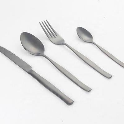 China Viable Stainless Steel Plating Style Handle Sivlerware Knife Fork Spoon Set Flatware Viable Mexican Black Heavy Duty Flatware Flatware for sale