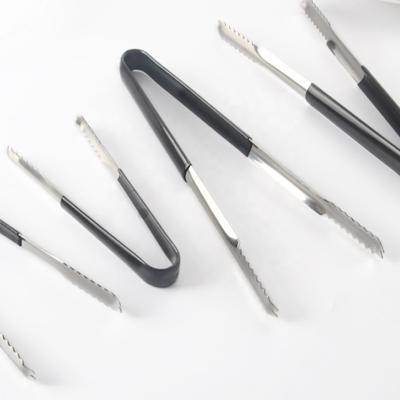 China Mini Stainless Steel Food Tongs stocked for serving with silicone kitchen ice tongs for sale